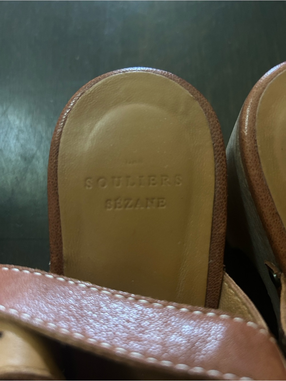 Sezane Taylor Leather Clogs Heels with Slingback Strap - Picture 3 of 6